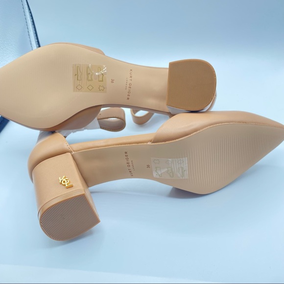 Kurt Geiger Women’s London Burlington Camel Leather Block Heels - Picture 7 of 9